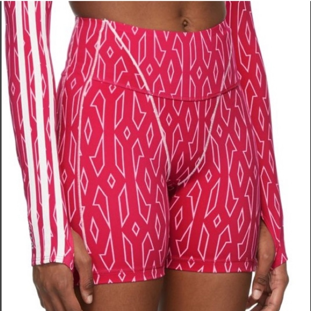 Ivy Park Bold Pink Monogram Shorts & Sports Bra Two Piece Set